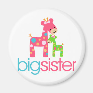 Funky Giraffe Big Sister Tshirt Magneet