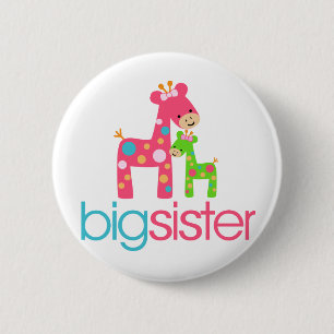 Funky Giraffe Big Sister Tshirt Ronde Button 5,7 Cm