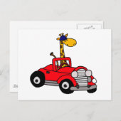 Funky Giraffe Driving Red Convertible Briefkaart (Voorkant / Achterkant)