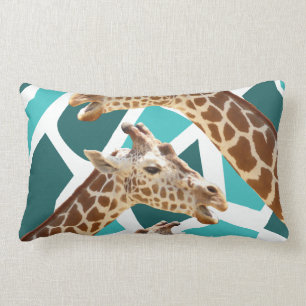 Funky Giraffe print Blauwgroen blauw dierenpatroon Kussen