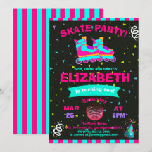 Funky Girl Roller Schaats Chalkboard Birthday Part