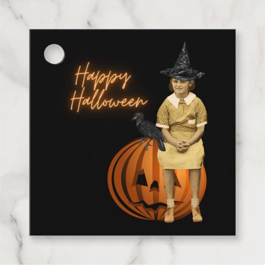 Funky  Girl Witch Halloween Bedankjes Labels (Voorkant)