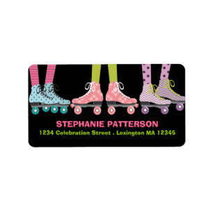 Funky Girls Roller Skating Adresetiketten Etiket