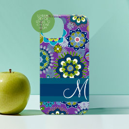 Funky Girly Floral Pattern met monogram iPhone 16 Hoesje