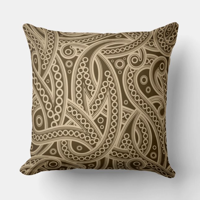 Funky Gold Abstract Paisley Pattern Sierkussen (Voorkant)