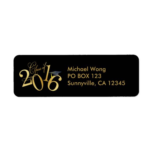 Funky Gold Klasse van 2016 Afstuderen Etiket (Voorkant)