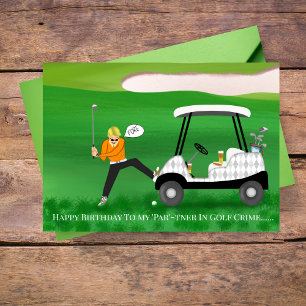 Funky Golfer Carte Anniversaire Avec Bière Et Chie