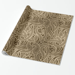 Funky Gouden Abstract Paisley Patroon Inpakpapier