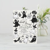 Funky grappige hand getrokken Halloween Party Kaart (Staand voorkant)