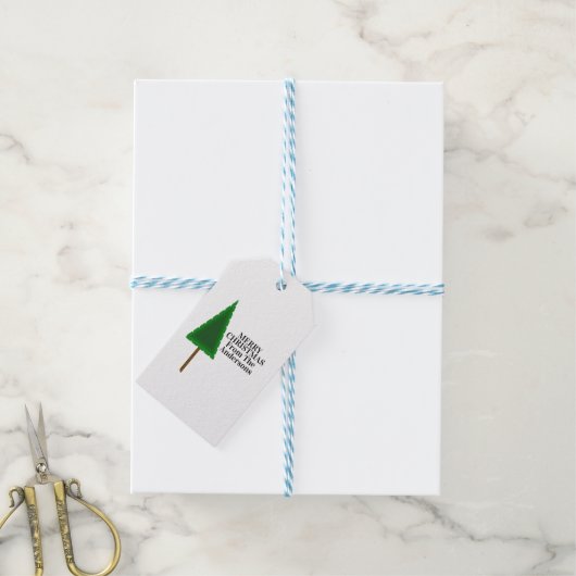 Funky Green Christmas Tree Design Cadeaulabel (Met Touw)