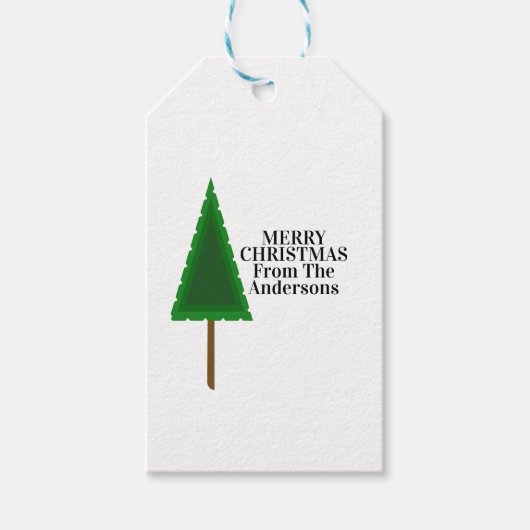 Funky Green Christmas Tree Design Cadeaulabel (Voorkant)