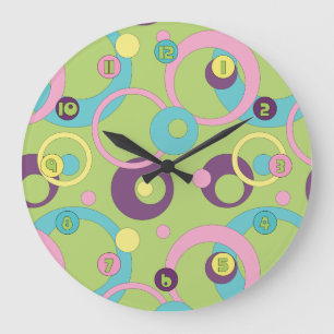 Funky Green Circles Clock Grote Klok