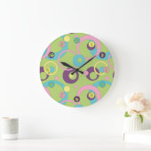 Funky Green Circles Clock Grote Klok (Huis)