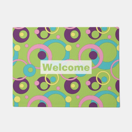 Funky Green Circles Doormat Deurmat (Voorkant)