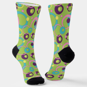 Funky Green Circles Houndstooth Sokken