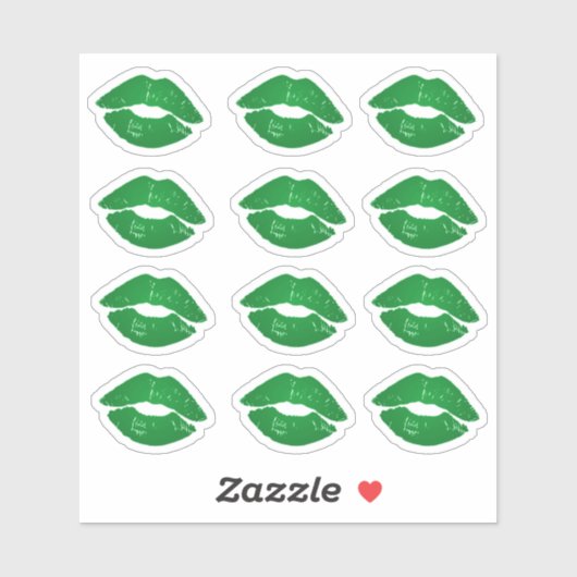 Funky Green Irish Kisses Saint Patrick's Day Sticker (Vel)