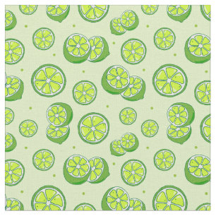 Funky Green Limoen Fruit Slices Summer Print Stof