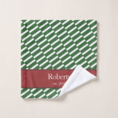 Funky Green Pattern Familienaam en Year Modern Bad Handdoek (Wasdoekje)