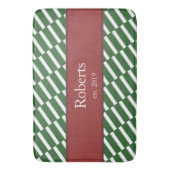 Funky Green Pattern Familienaam en Year Modern Badmat (Voorkant Verticaal)