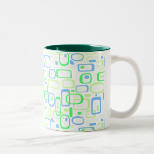 Funky Green Retro Pattern Tweekleurige Koffiemok