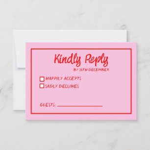 Funky Green Roze Rood Scribble RSVP Kaartje