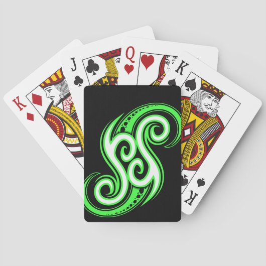 Funky Green Swirl Design-speelkaarten Pokerkaarten (Achterkant)