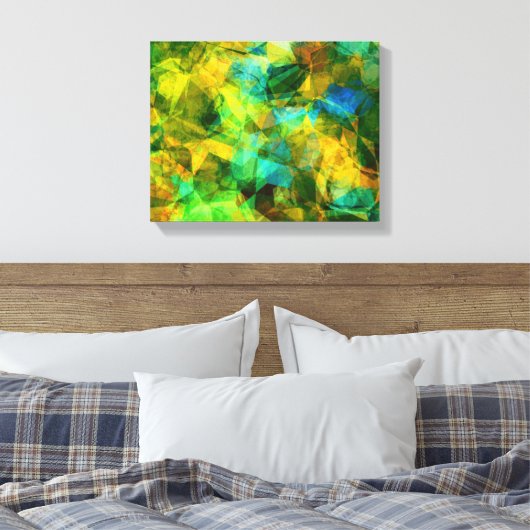 Funky Greens Modern Abstract Design Canvas Afdruk (Insitu (Slaapkamer))