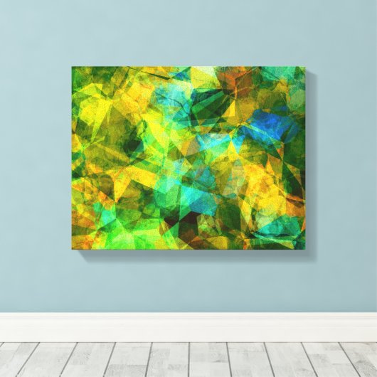 Funky Greens Modern Abstract Design Canvas Afdruk (Insitu (Houten vloer))
