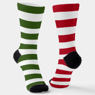 Funky Groen En Wit Gestreepte Kerst Sokken