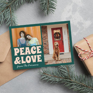 Funky Groen Roze Grappige Cute Foto Kerstmis Kaart