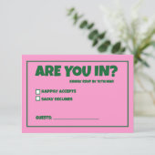 Funky Groen Roze Rood Funky RSVP (Staand voorkant)