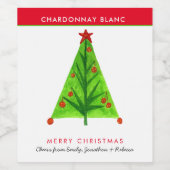 Funky Groene Kerstboom Naam Vrolijk Kerstfeest Wijn Etiket (Enkel label)