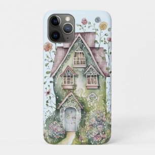 Funky groene waterverf huis bloeit miljoenen iPhone 11 pro hoesje
