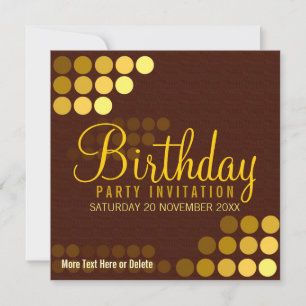 Funky Groove Gold Disco Party Birthday Invitation Kaart