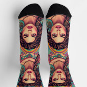 Funky groovy kleurrijke jonge Brunette Beauty Sokken (Top)