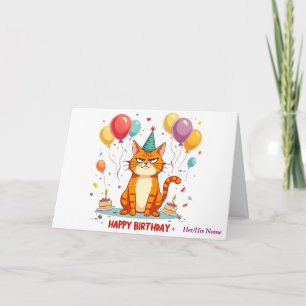 Funky Grumpy Chat Carte d'anniversaire - Surcharge