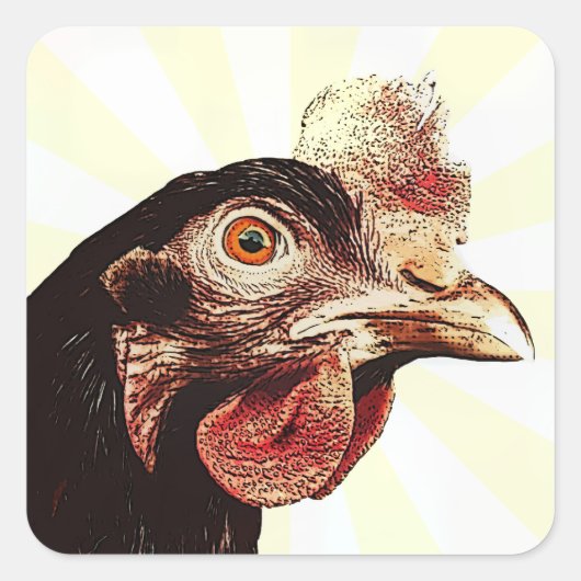 Funky Grumpy Chicken Superstar Vierkante Sticker (Voorkant)