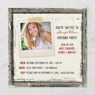 Funky Grunge Birthday Party Invitation (taupe) Kaart