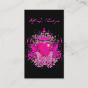 Funky Grunge Tattoo Hart hot pink crown Visitekaartje