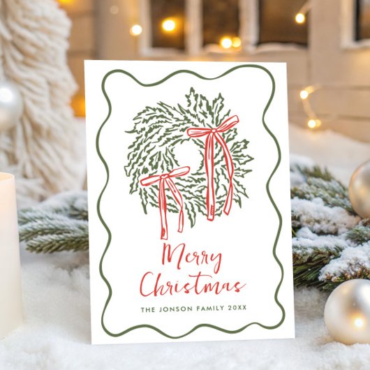 Funky Hand Drawn Scribble Retro Christmas Feestdagenkaart