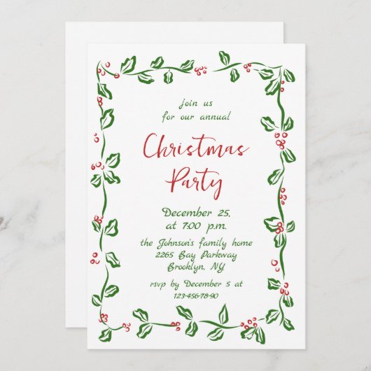 Funky Hand Drawn Whimsical Christmas Holiday Party Kaart (Voorkant / Achterkant)