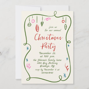 Funky Hand Drawn Whimsical Christmas Holiday Party Kaart