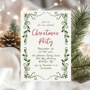 Funky Hand Drawn Whimsical Christmas Holiday Party Kaart