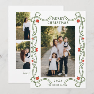Funky Hand getekend grillige retro kerst 3 foto Feestdagenkaart