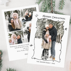 Funky Hand getekend krabbel retro kerst 5 foto Feestdagenkaart