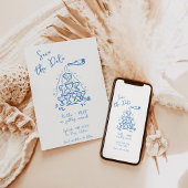 Funky Hand getrokken Champagne Tower bruiloft Kaart