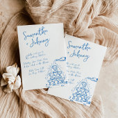 Funky Hand getrokken Champagne Tower bruiloft Kaart