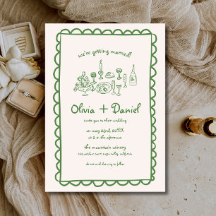 Funky Hand Getrokken Groene Handschrift Trouwen Kaart