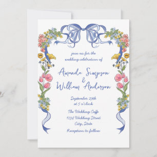 Funky Hand getrokken krabbel retro bruiloft Kaart