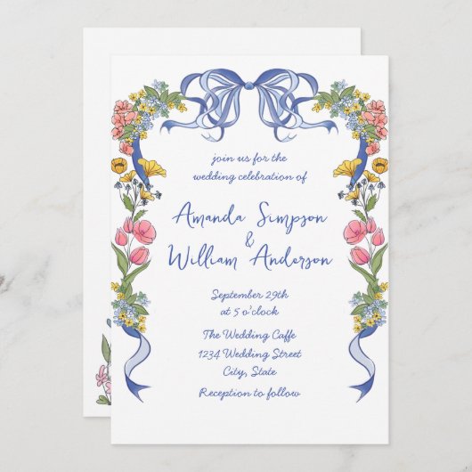 Funky Hand getrokken krabbel retro bruiloft QR-cod Kaart (Voorkant / Achterkant)